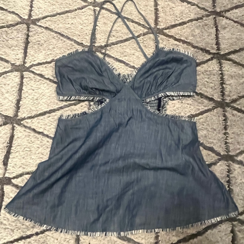 Chelsea & Violet Denim Tank - Side Cutouts - Small